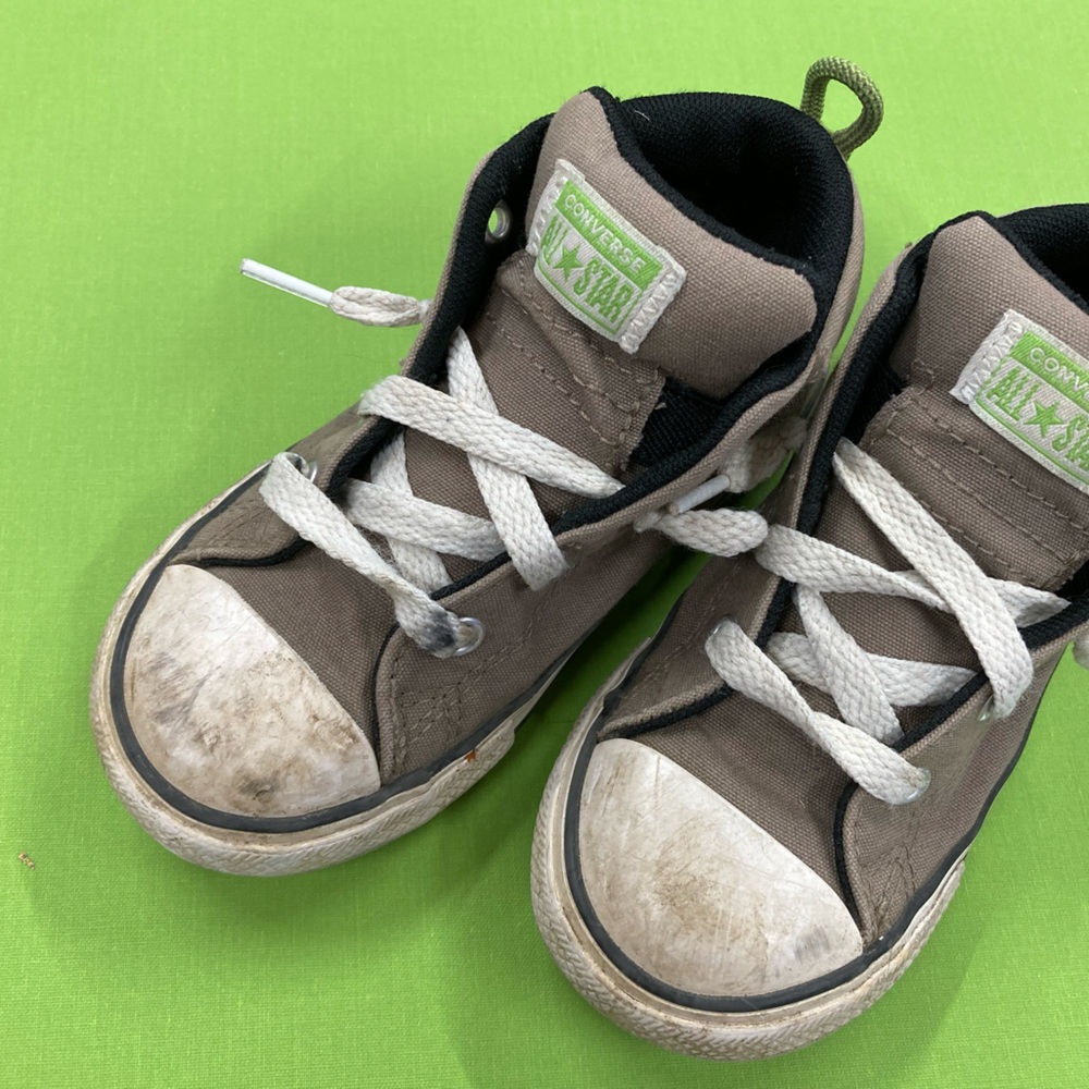 Kids Converse All Star Hi-Top Gray with Green Accents